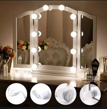 Vanity Mirror LED Light Bulbs – 10 Bulbs, 3 Light Modes for Makeup Mirror