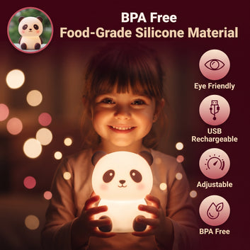 Cute Panda Silicone Night Light – Touch Control, Dimmable & Rechargeable Bedside Lamp