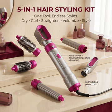 5-in-1 Multifunctional Hair Dryer Styling Tool – Hot Air Brush & Curler