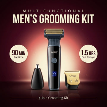 VGR V-366 Professional Men's Grooming Kit | Shaver + Trimmer + Nose Trimmer