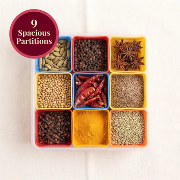 Royal Square Masala Box – 9 Partition Spice Organizer