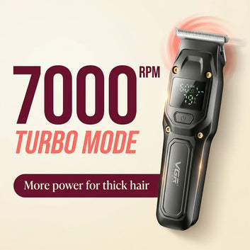 VGR V-964 Professional Hair Trimmer for Men | Stainless Steel T-Blade, Turbo 7000 RPM, LED Display