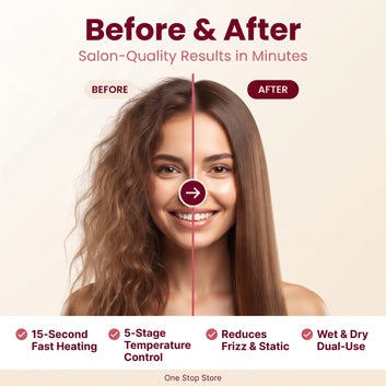 2-in-1 Hair Straightening Brush – Fast Heat, Silky Salon-Smooth Hair in Minutes
