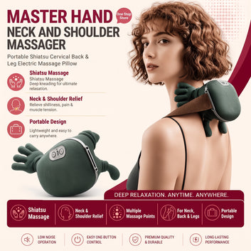 Heated Shiatsu Neck & Shoulder Massager with Human Hand Grip