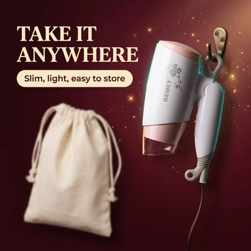 Kemey KM-3365 Hair Dryer | 3 Heat Settings, 2 Speeds, Cool Shot, Lightweight & Travel-Friendly